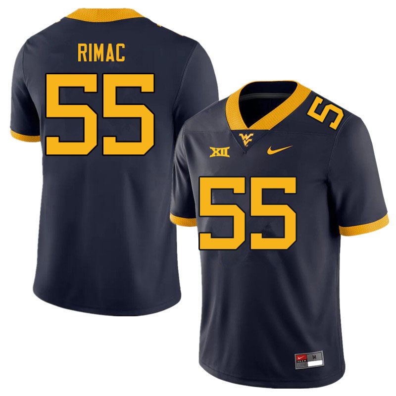 NCAA Men's Tomas Rimac West Virginia Mountaineers Navy #55 Nike Stitched Football College Authentic Jersey SG23Q68WZ